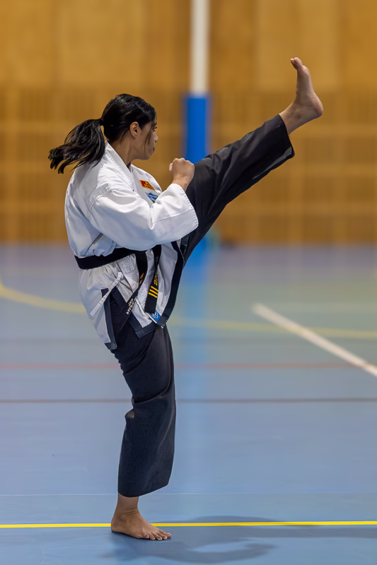 Janelle high left leg kick 800